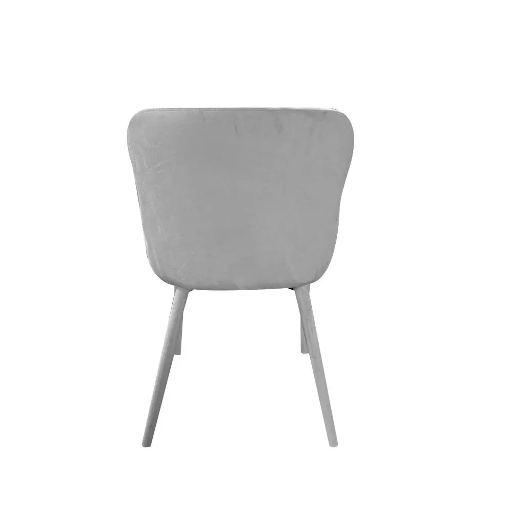 HomeStar Set Of 2 Calley Fabric Velvet Kitchen Dining Chair Metal Legs Grey