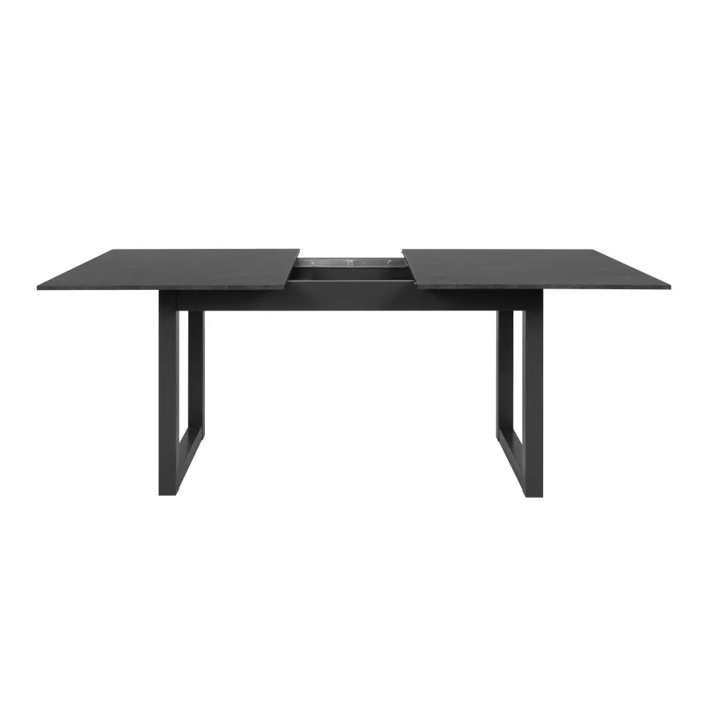 Design Square Kavita Modern wooden Extendable Rectangular Kitchen Dining Table 160-200cm - Black