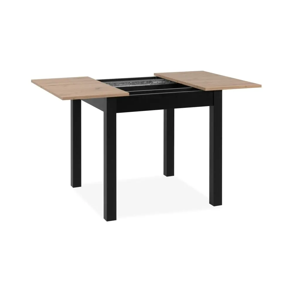 Design Square Elena Wooden Extendable Square Rectangular Dining Table 80-120cm - Black/Oak