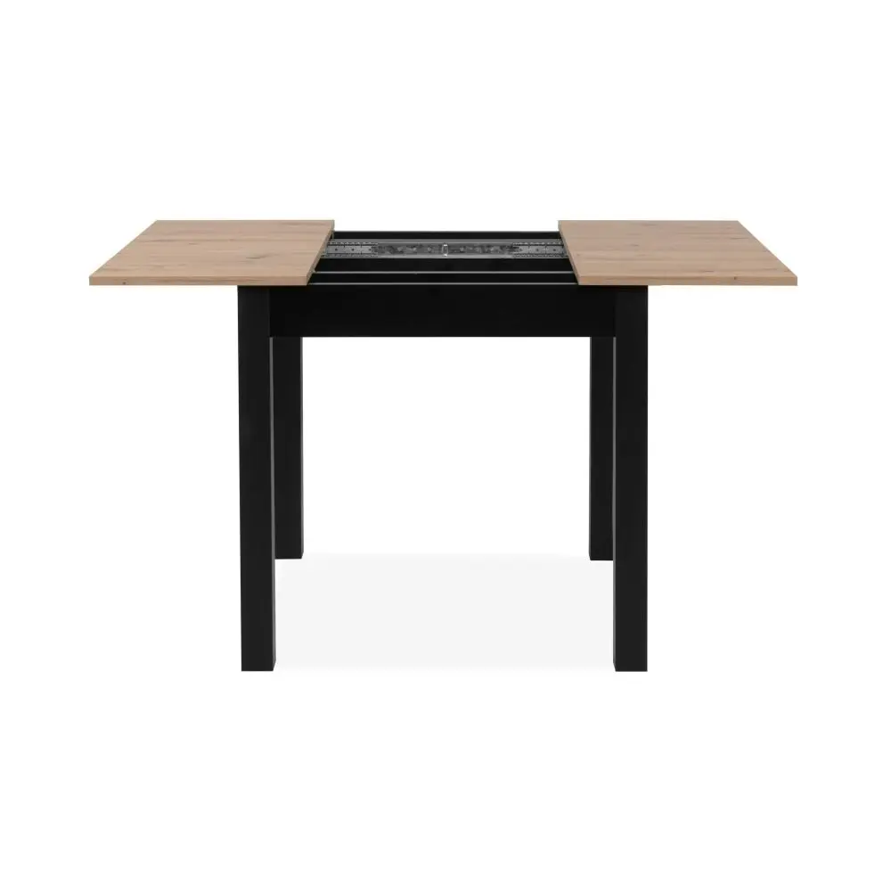 Design Square Elena Wooden Extendable Square Rectangular Dining Table 80-120cm - Black/Oak