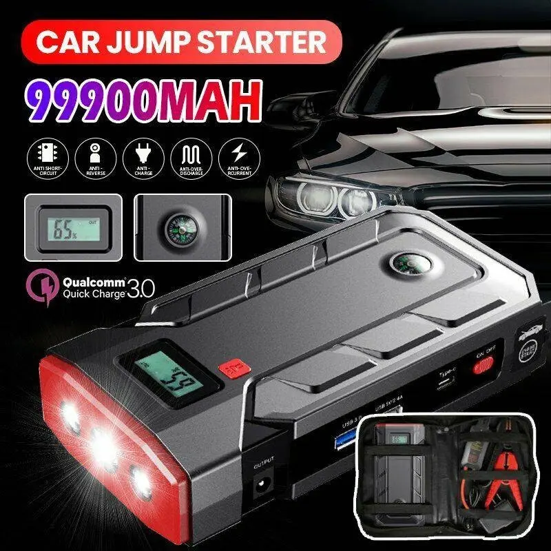 99900mAh Car Jump Starter Power Bank Pack Vehicle Charger Battery Engine Booster