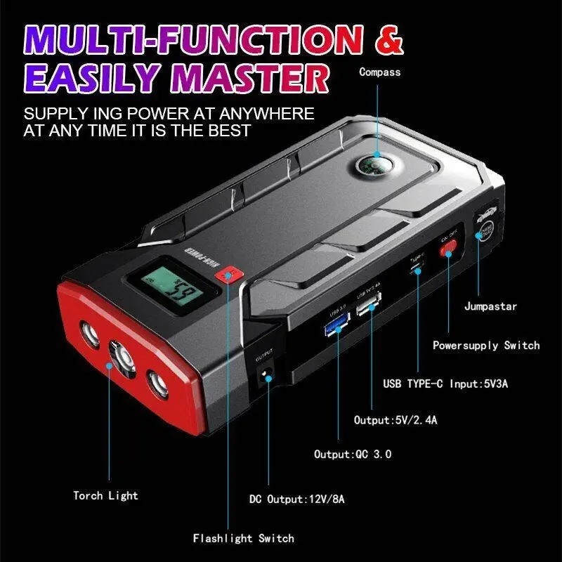 99900mAh Car Jump Starter Power Bank Pack Vehicle Charger Battery Engine Booster