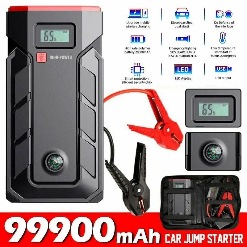 99900mAh Car Jump Starter Power Bank Pack Vehicle Charger Battery Engine Booster