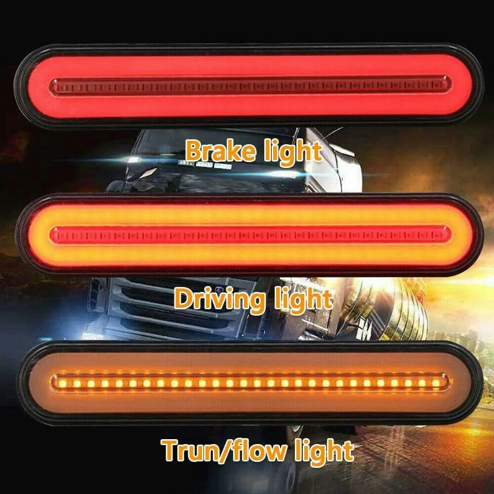 2 Pack | Halo Neon LED Tail Lights Trailer Truck Flowing Turn Signal Rear Stop Brake