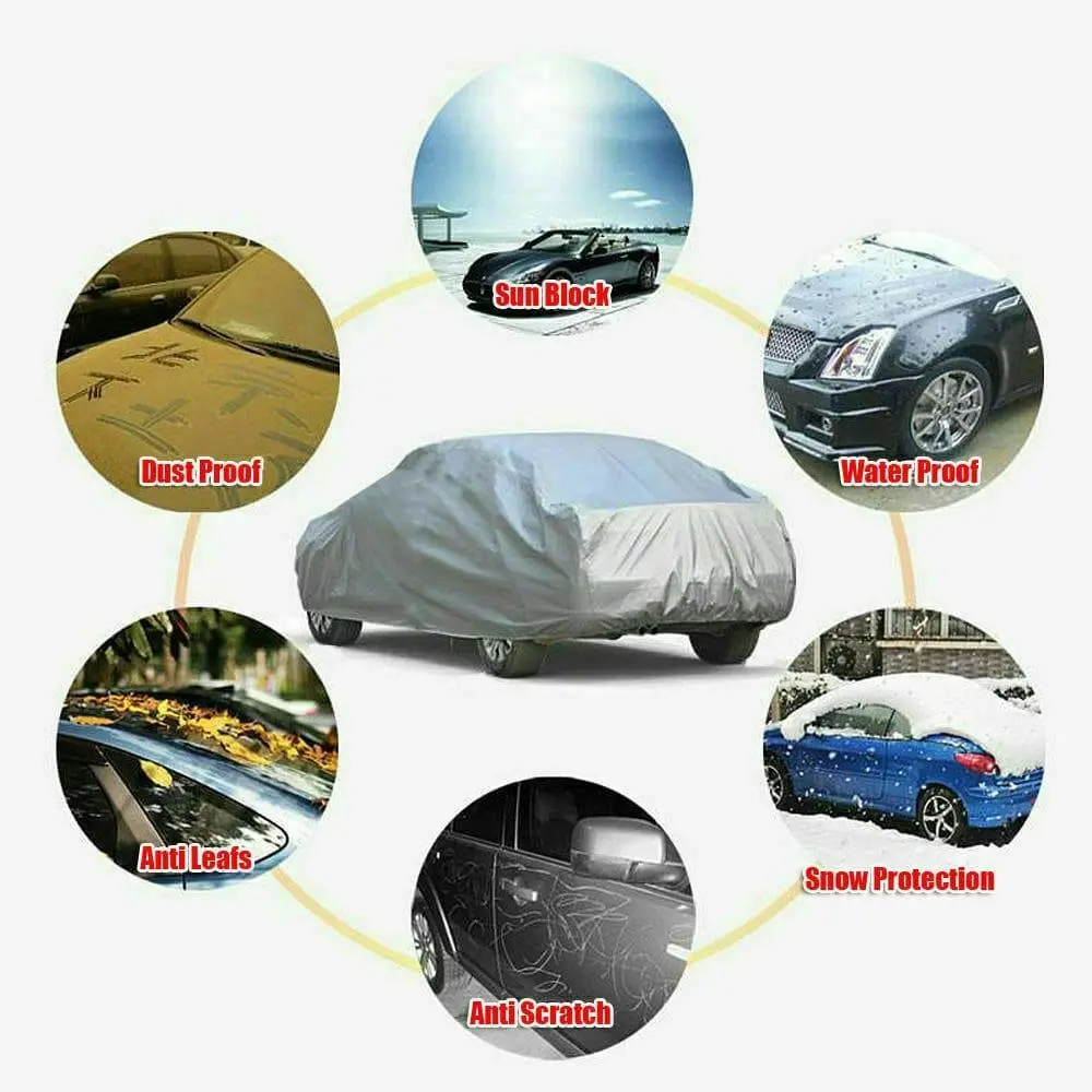 Universal Size Car Cover Waterproof Rain/UV/Dust Resistant Weather Proof - Extra Large