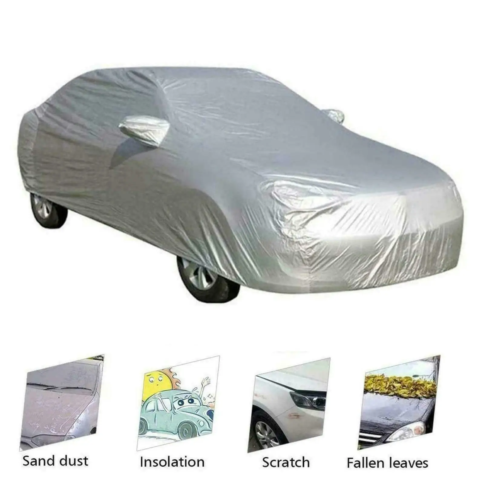 Universal Size Car Cover Waterproof Rain/UV/Dust Resistant Weather Proof - Extra Large