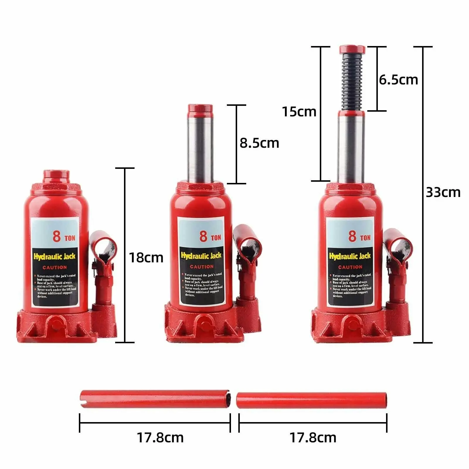 8Ton Hydraulic Bottle Jack Lift Car Lifting Tool Truck Caravan Tractors 4WD SUV