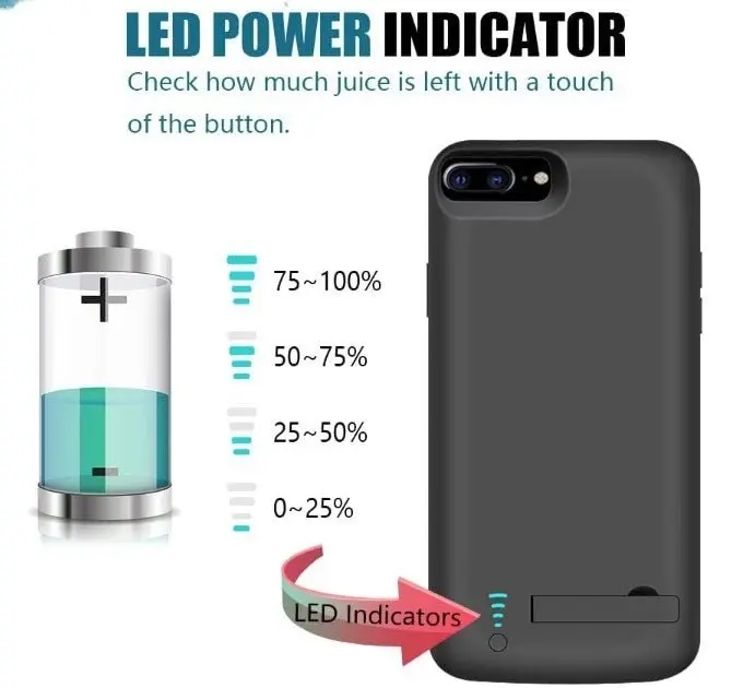 For iPhone 8 Battery Power Bank Pack Charging Cover