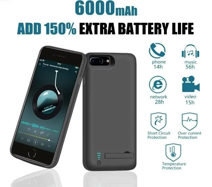 For iPhone 8 Battery Power Bank Pack Charging Cover