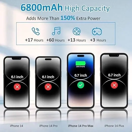 For iPhone XR Smart Battery Power Bank Charger Cover