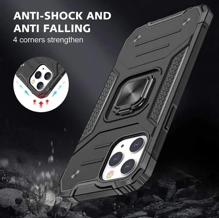 Green Shockproof Ring Case Stand Cover for iPhone X