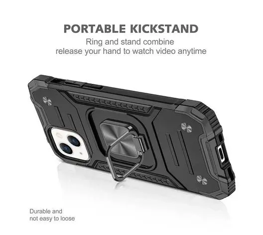 Black Shockproof Ring Case Stand Cover for iPhone X