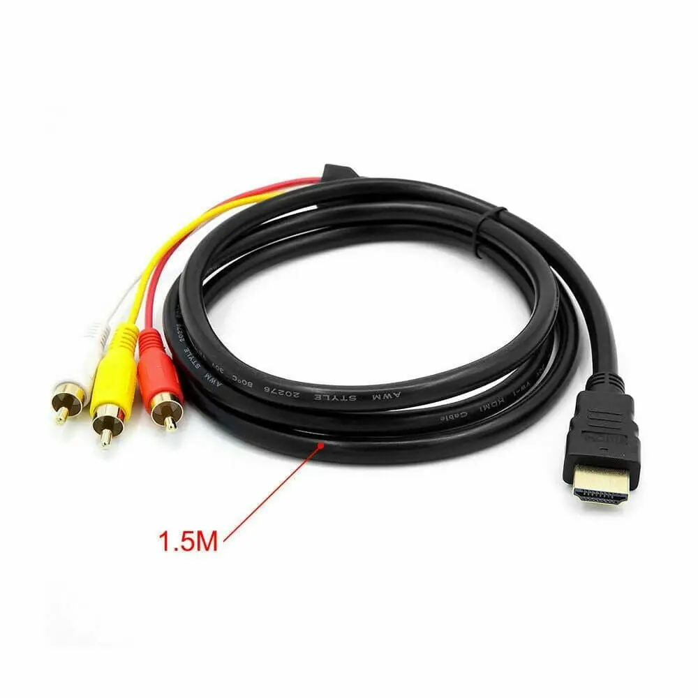 HDMI to 3 RCA Video Audio Adaptor AV Cable Male Adapter TV DVD Player Converter