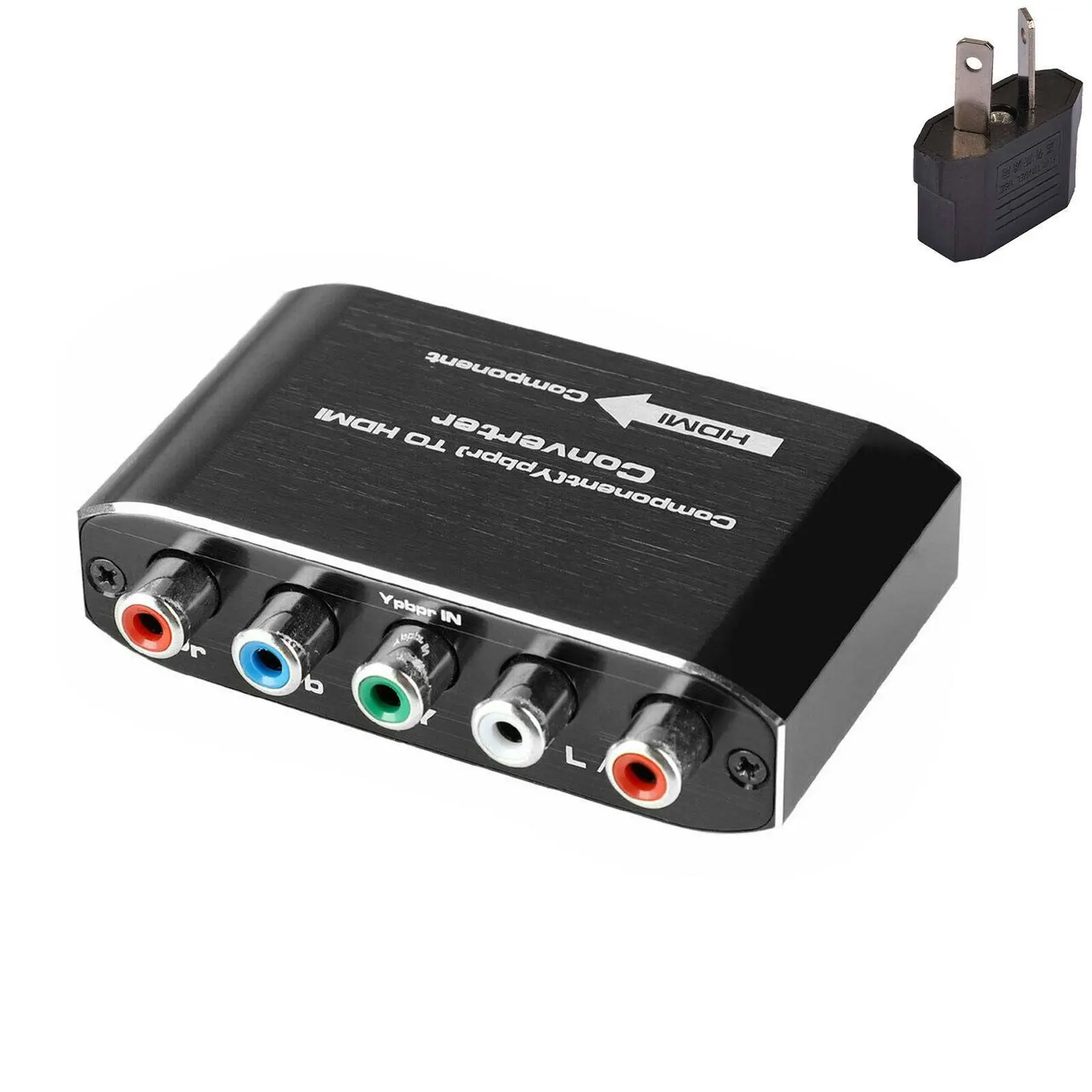 Component Video & L/R RCA Stereo Audio to HDMI Converter Adapter Compatible for DVD Xbox PS