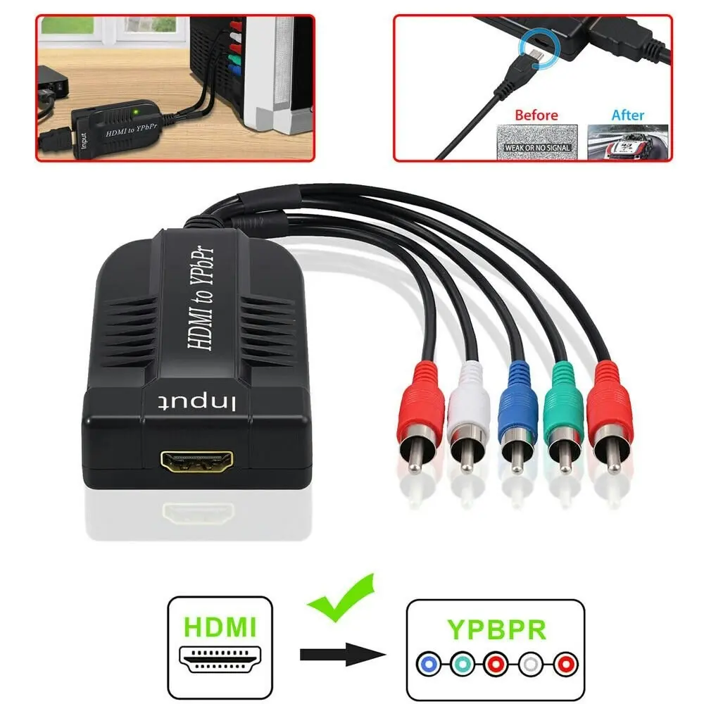 HDMI to 1080P Component Video YPbPr 5RCA RGB Converter Adapter R/L Audio Output