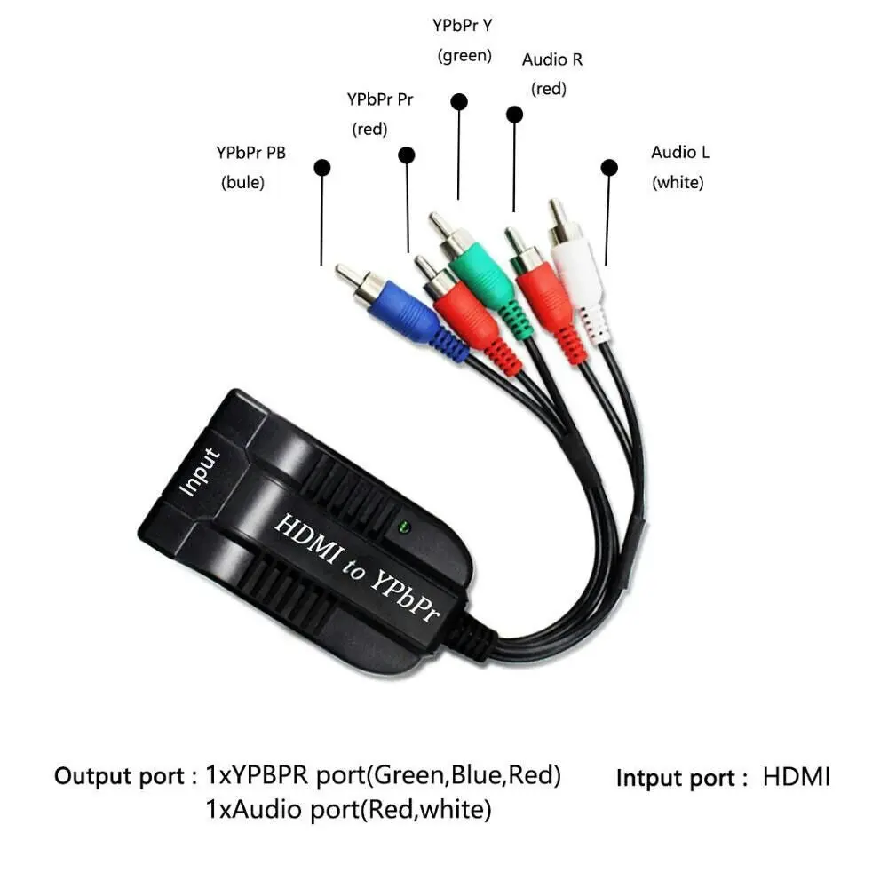 HDMI to 1080P Component Video YPbPr 5RCA RGB Converter Adapter R/L Audio Output