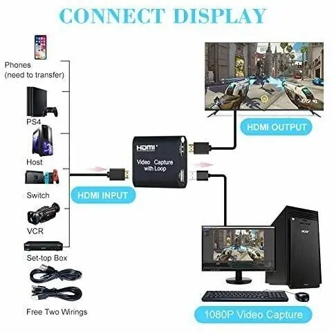 4K HDMI Video Capture Card HDMI to USB 2.0 Video Capture with Loop Out