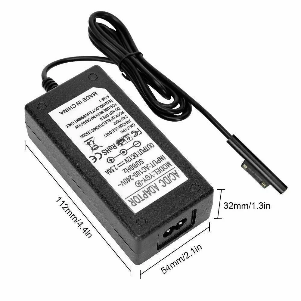 Microsoft Surface Pro 4 / 3 Compatible 1625 / 1631 Power Adapter Charger 36W 12V