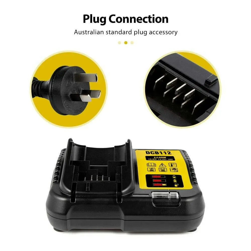 Battery Charger for Dewalt DCB105 DCB200 DCB120 DCB115 DCB112 10.8-18V Li-ion