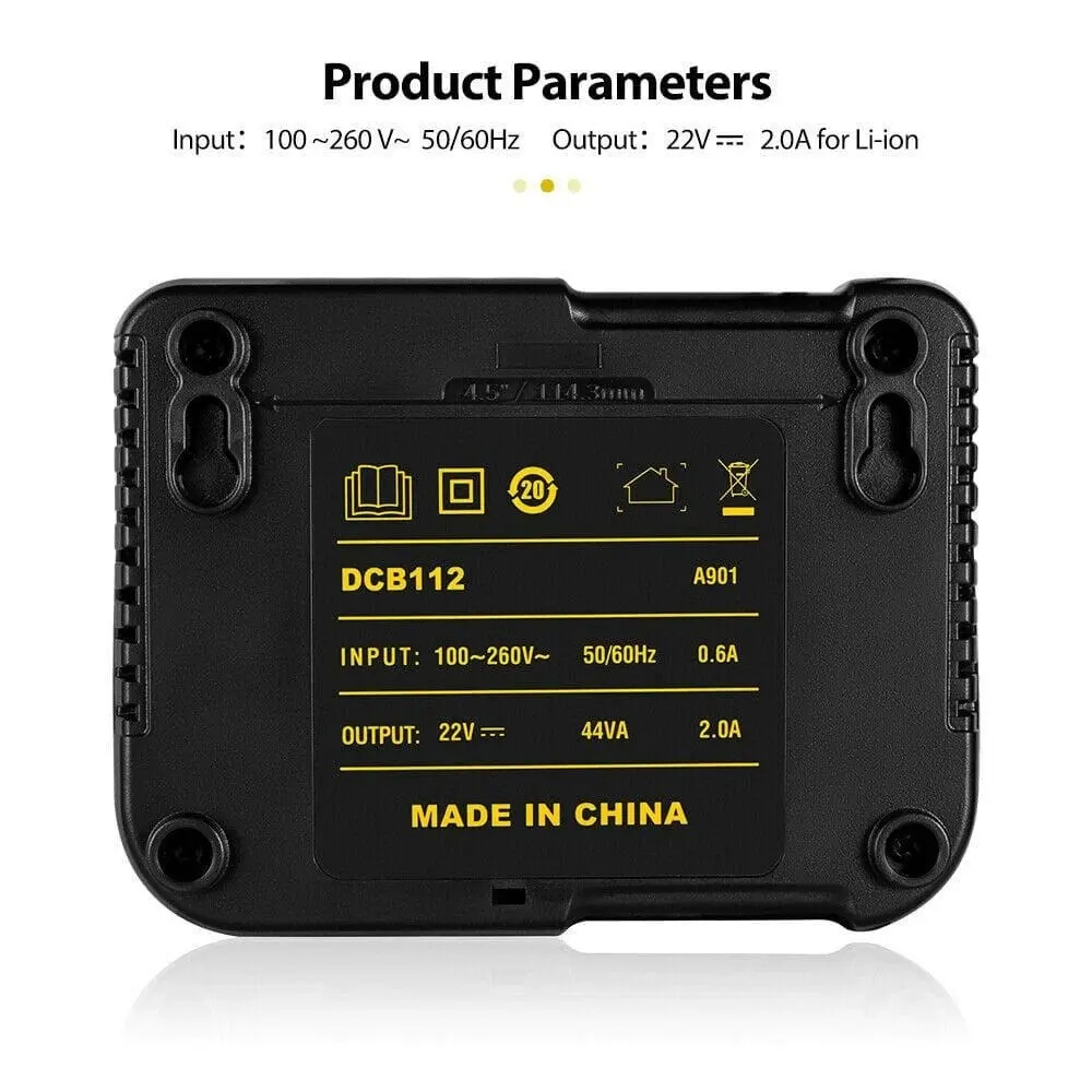 Battery Charger for Dewalt DCB105 DCB200 DCB120 DCB115 DCB112 10.8-18V Li-ion