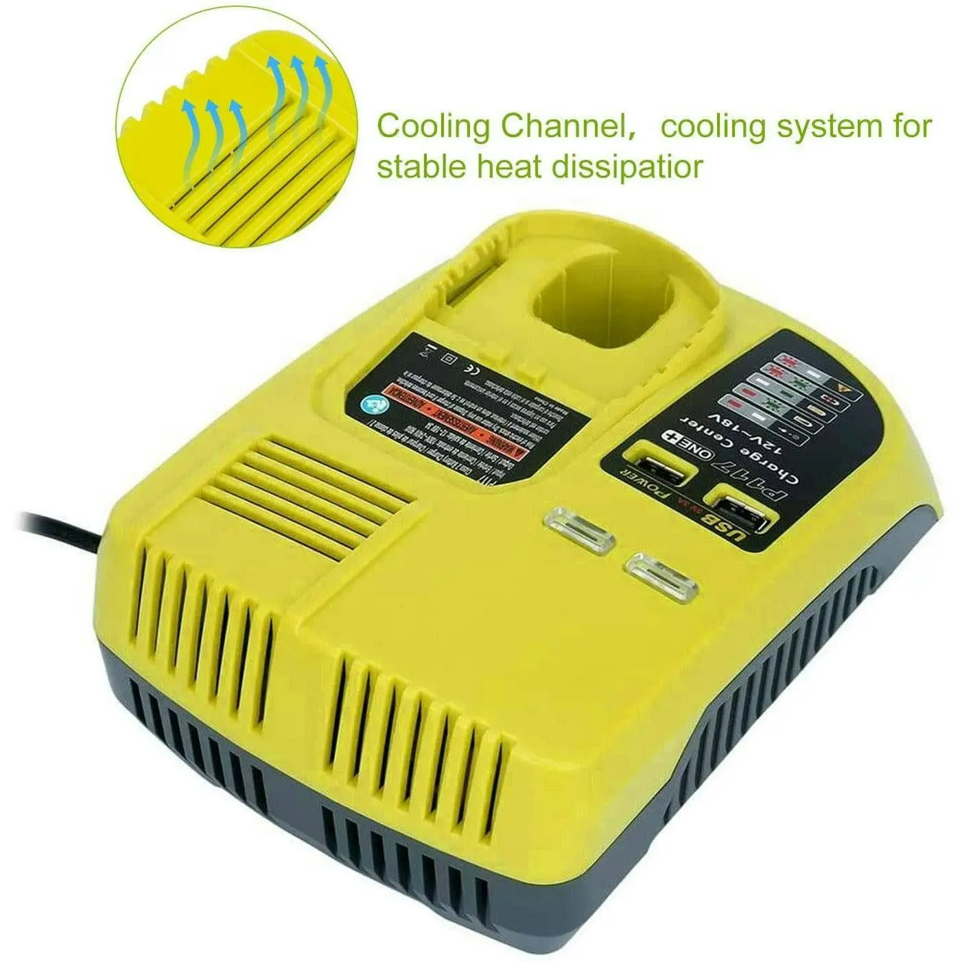 Ryobi One Plus 18v Charger Replacement | 18V-12V Dual Chemistry IntelliPort P117 Compatible