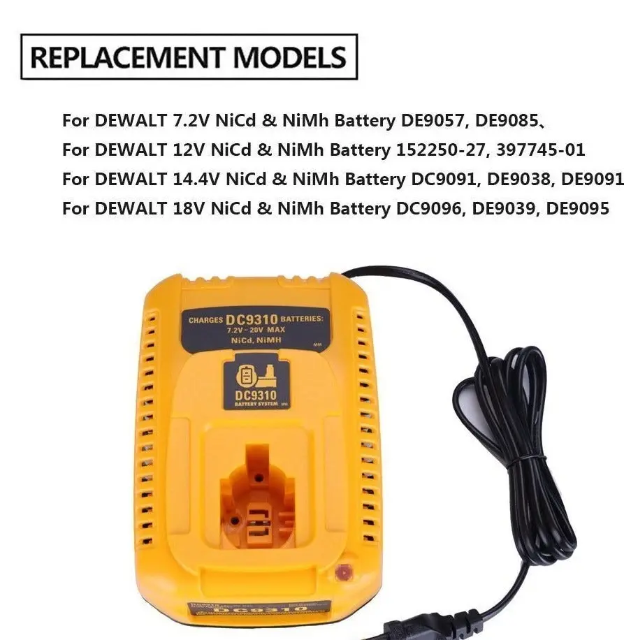 Battery Charger for Dewalt 7.2V 9.6V 12V 14.4V 18V Ni-Cd Ni-MH 240V