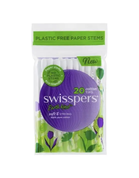 Swisspers Cotton Tips Paper Stems 20 Pack