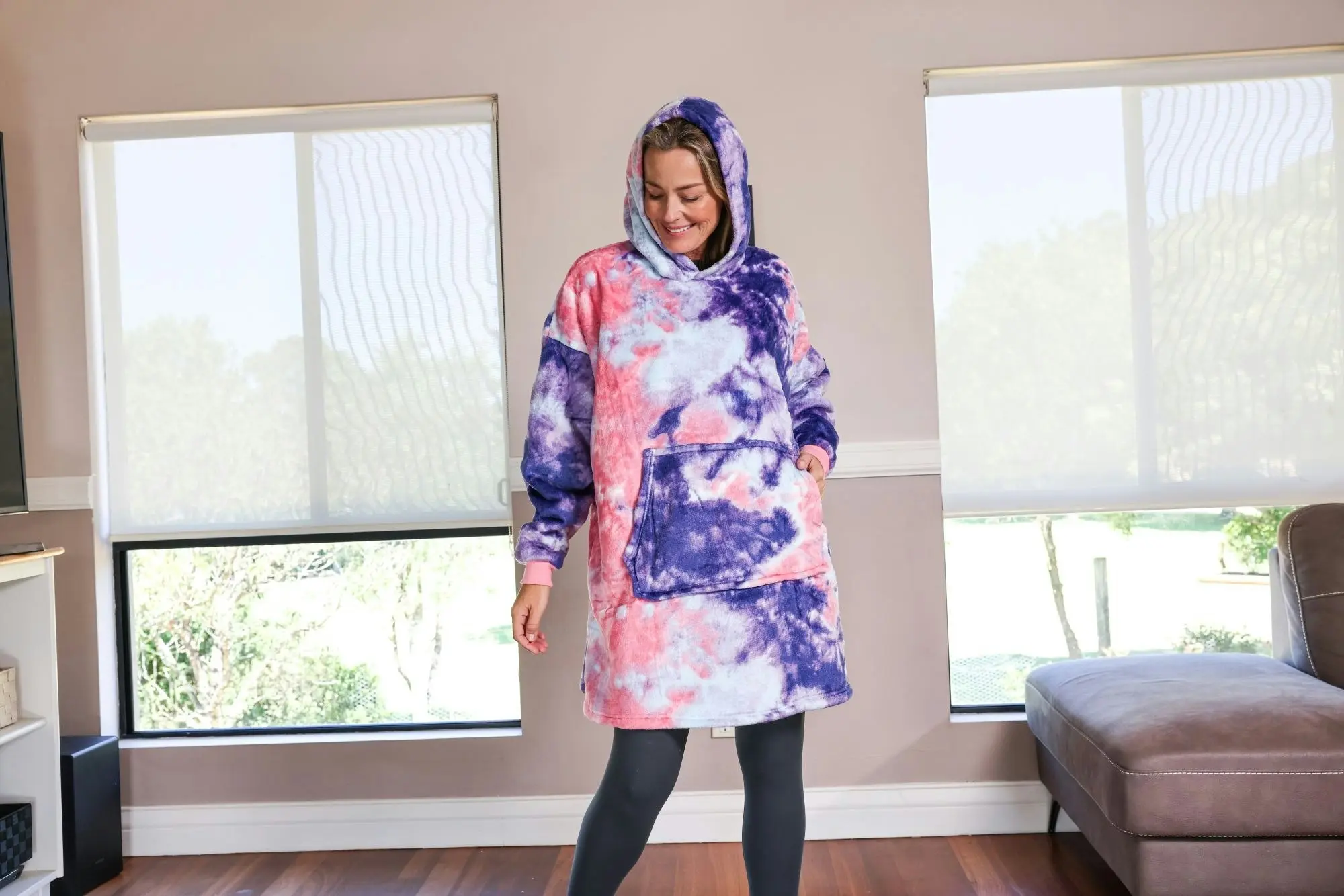 Hotto Premium Oversized Cuddle Hoodie Purple Tie Dye