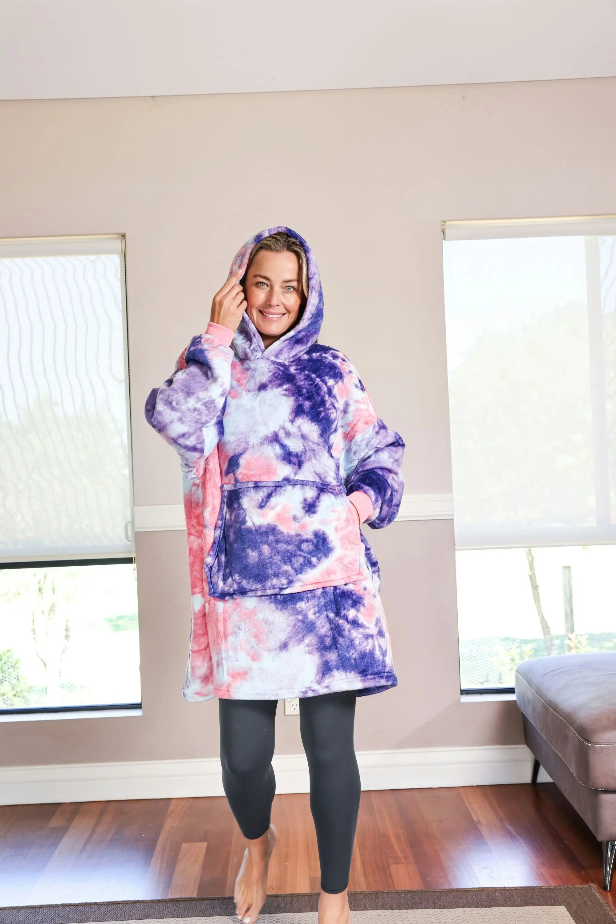 Hotto Premium Oversized Cuddle Hoodie Purple Tie Dye