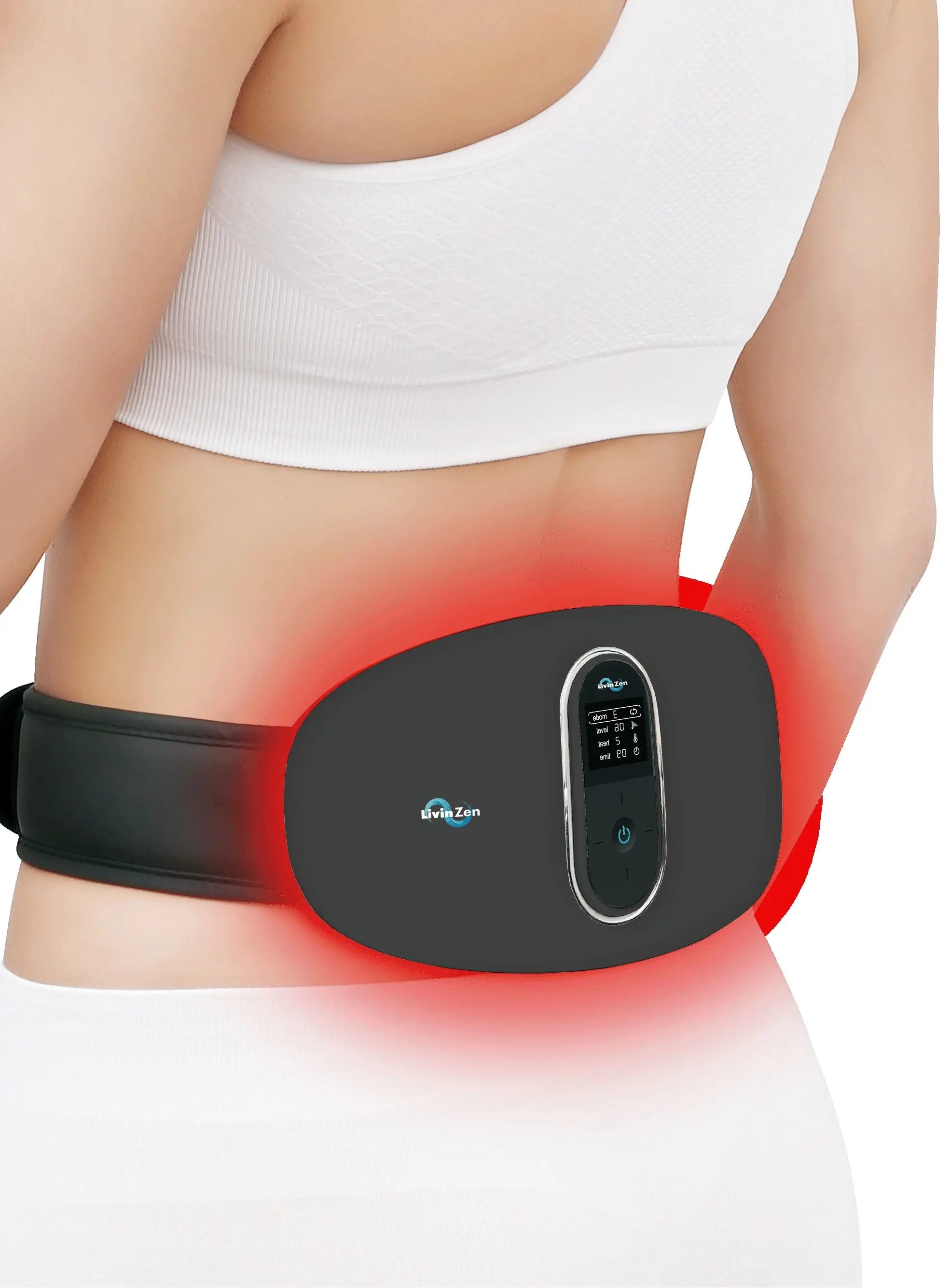 LivinZen EMS Pulse Back Massager With 16 EMS intensity levels & 3 heat levels