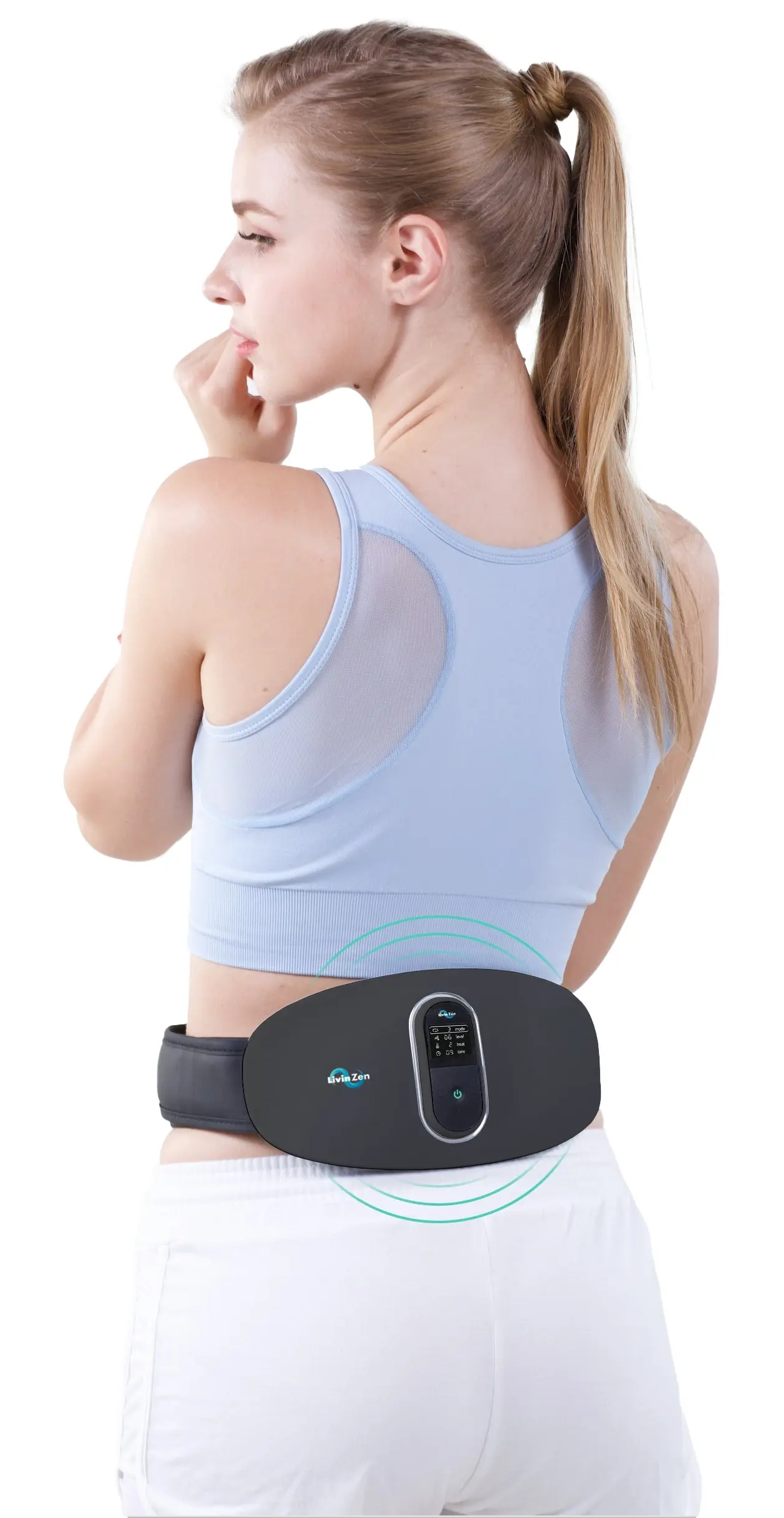 LivinZen EMS Pulse Back Massager With 16 EMS intensity levels & 3 heat levels