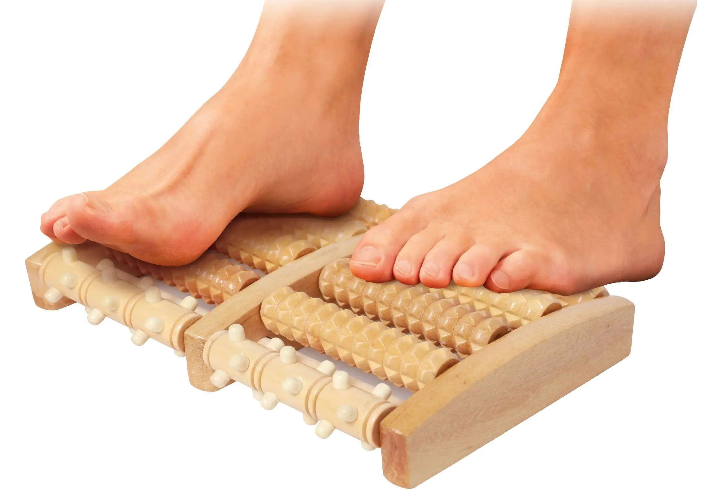 Wooden Foot Massager Rolling Soothing Plantar fasciitis Acupressure Portable Relaxation