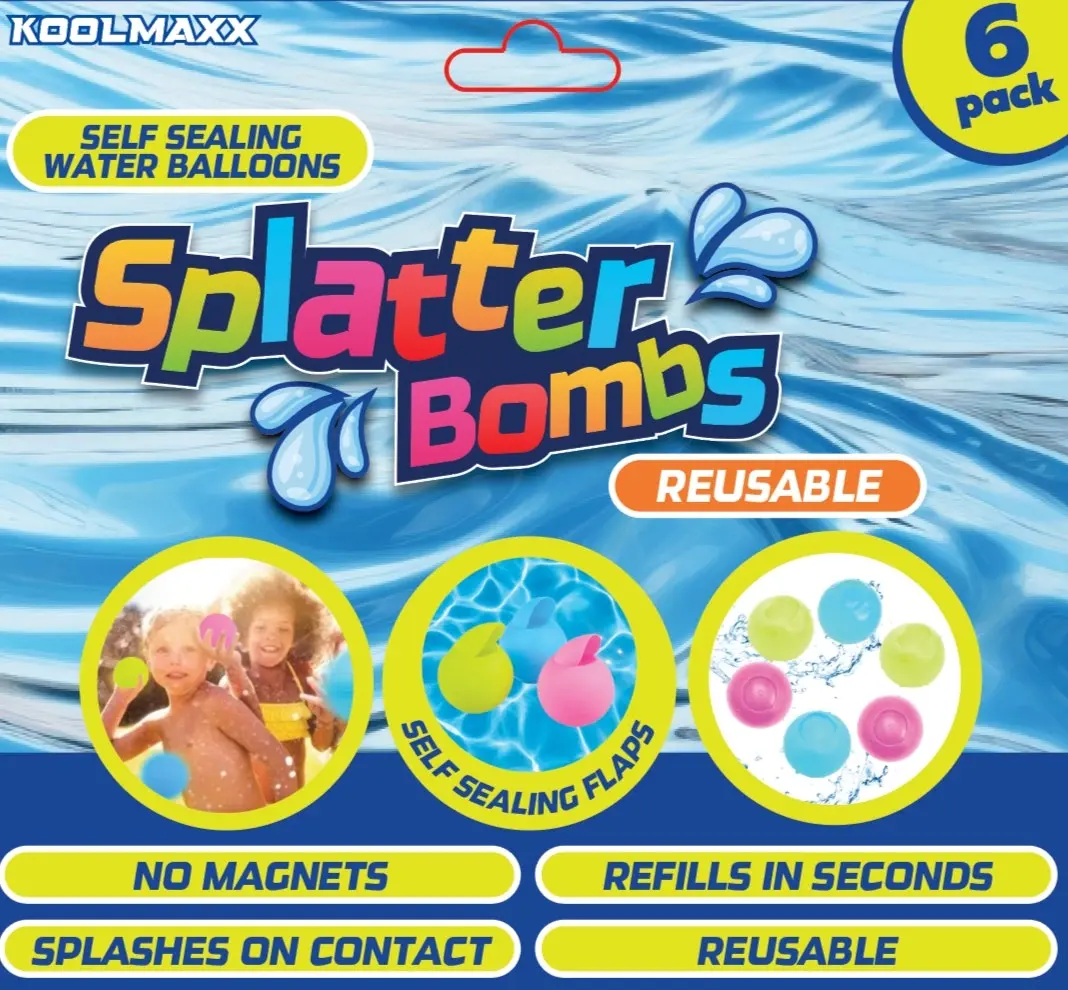 Koolmaxx Splatter Bombos - Reusable Water Balloons 6 pack