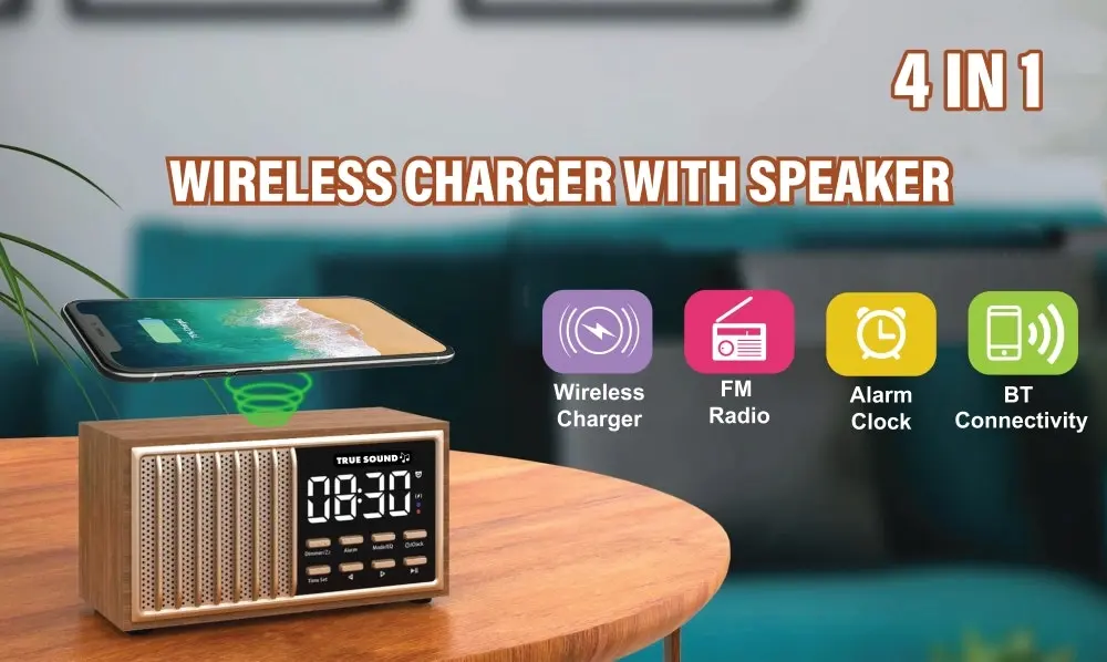 True Sound 4 in 1 Wireless Charger With Radio & Speaker