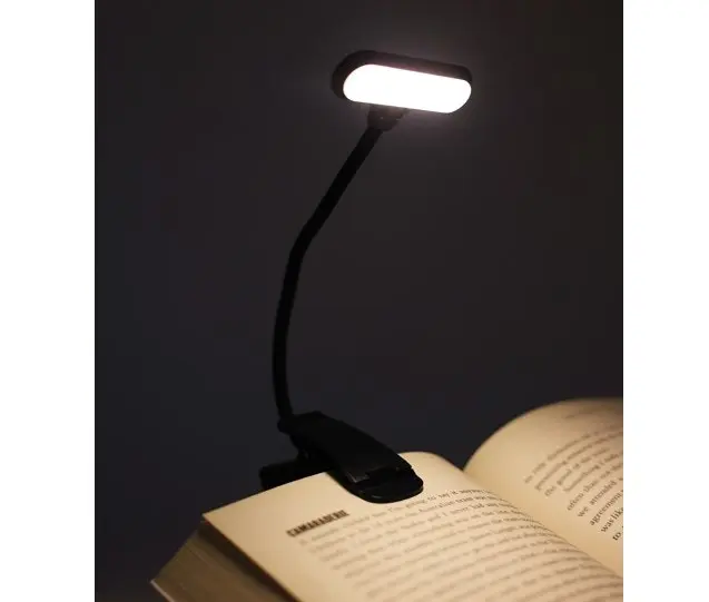 25th Hour Clip on LED Book Light Black