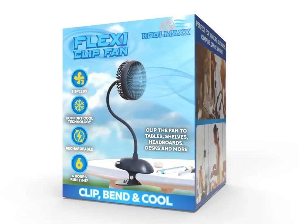 Koolmaxx Flexi Clip 3 Speed Fan - Blue