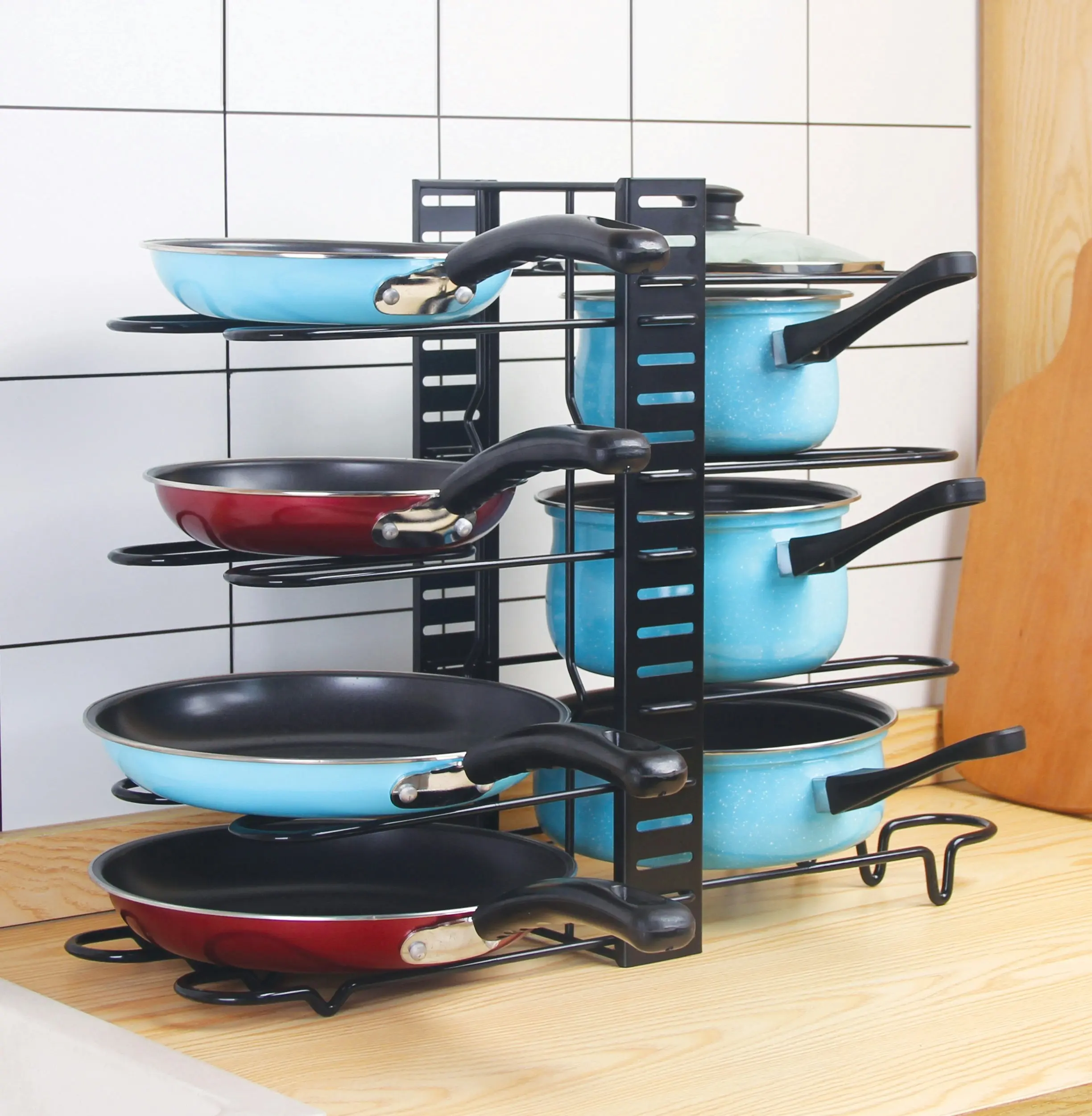 The Kitchen Galleria Adjustable 8 Tier Dual Side Pan & Pot Storage Rack