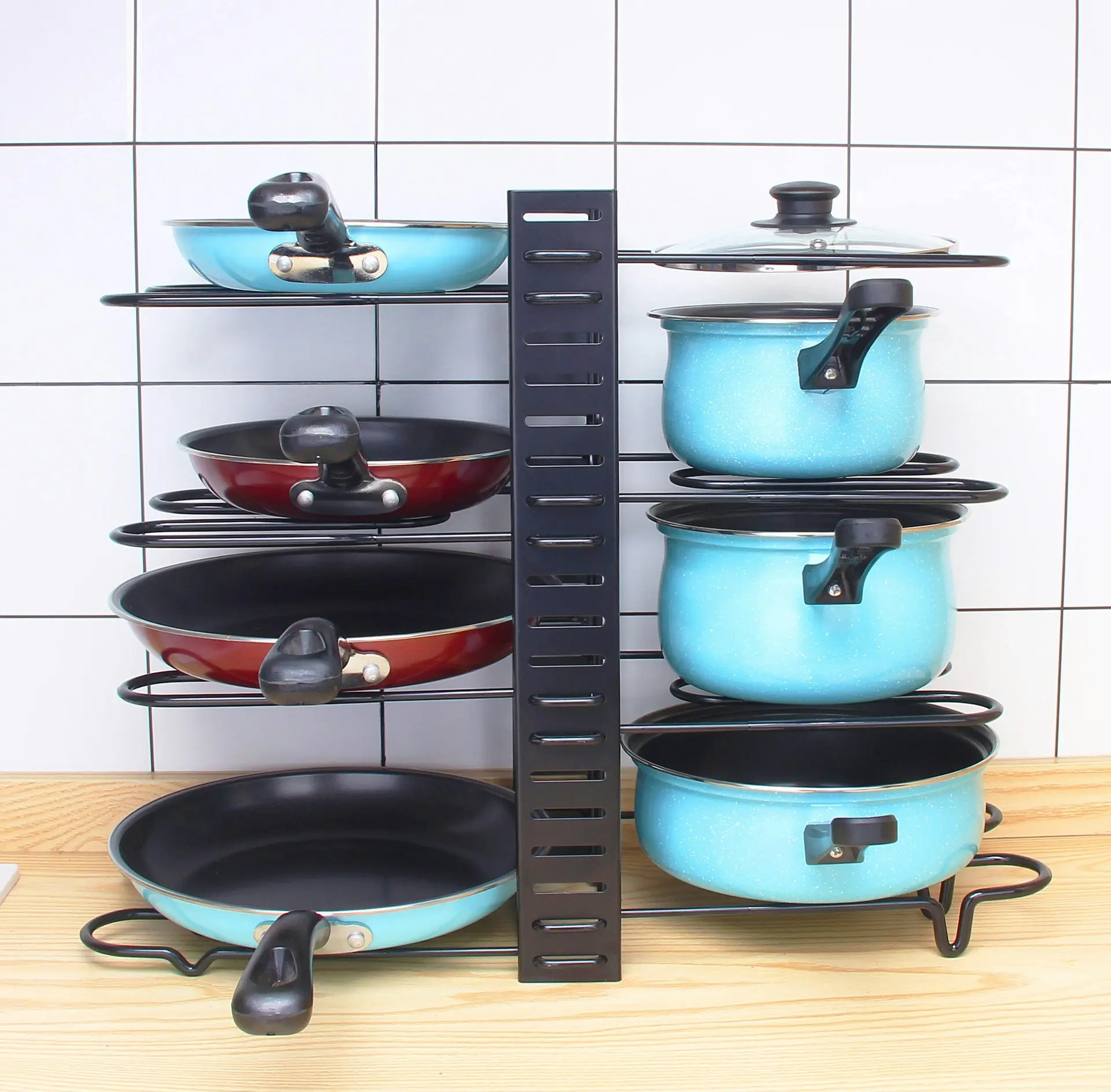 The Kitchen Galleria Adjustable 8 Tier Dual Side Pan & Pot Storage Rack