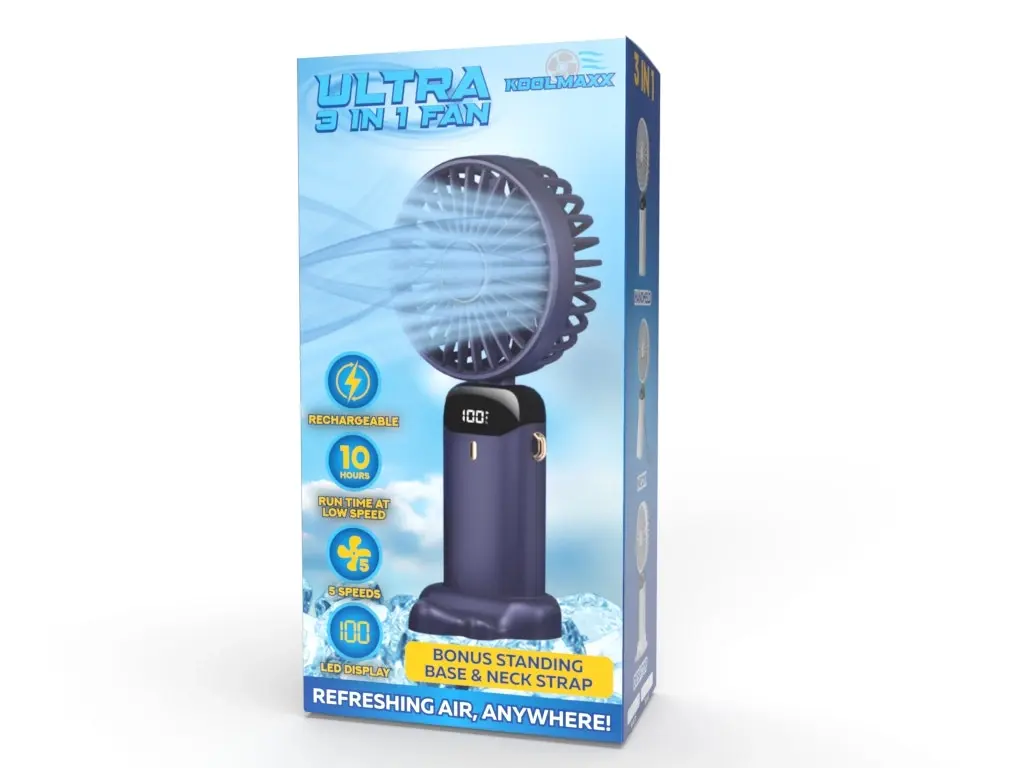 Koolmaxx Ultra 3 in 1 Rechargeable 5 Speed Fan Blue