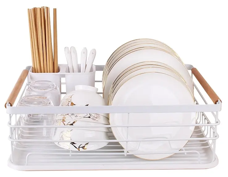 The Kitchen Galleria Carbon Steel & Beech Wood Dish Drying Rack