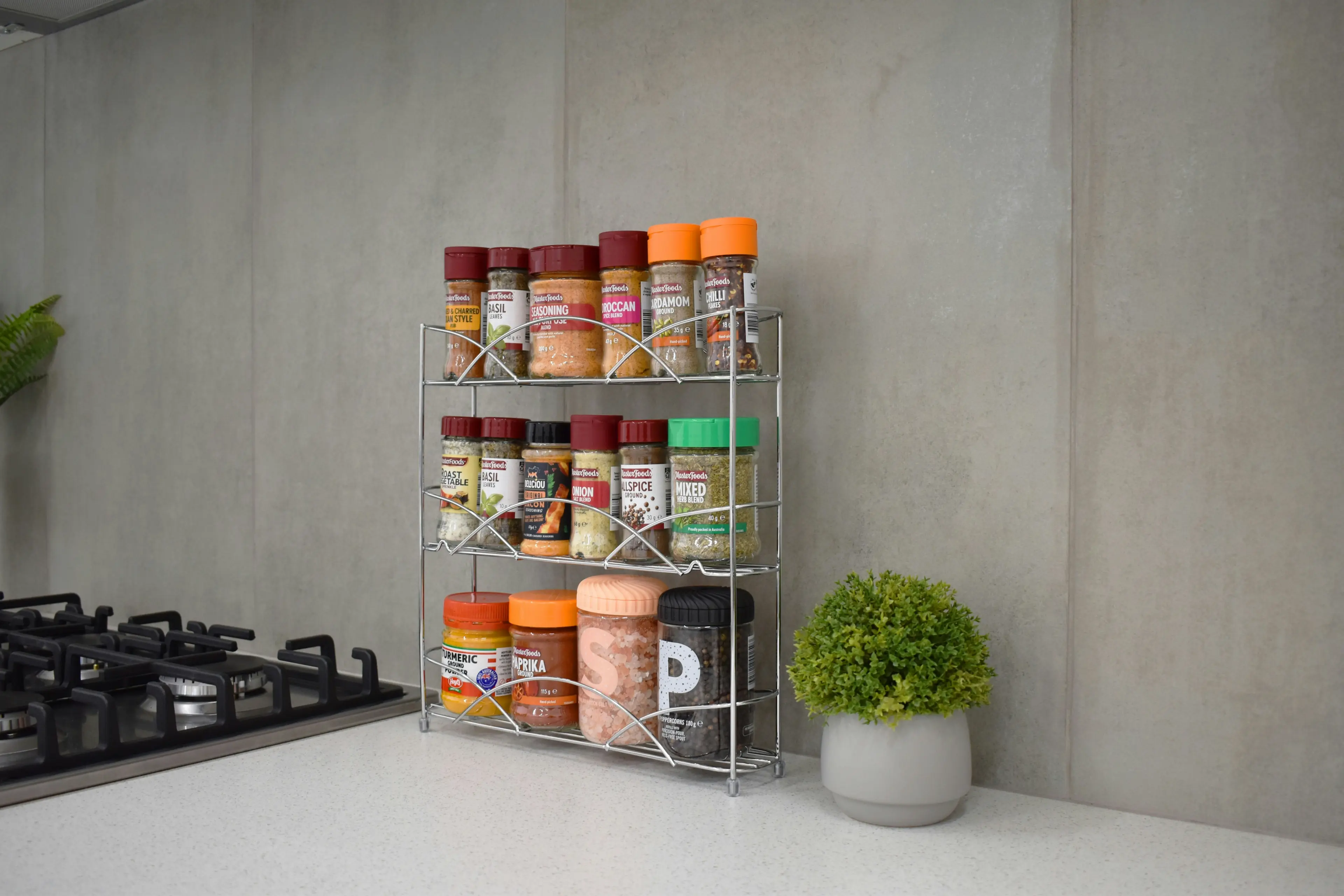 The Kitchen Galleria Chrome Plated 3 Tier Counter Top Spice Rack