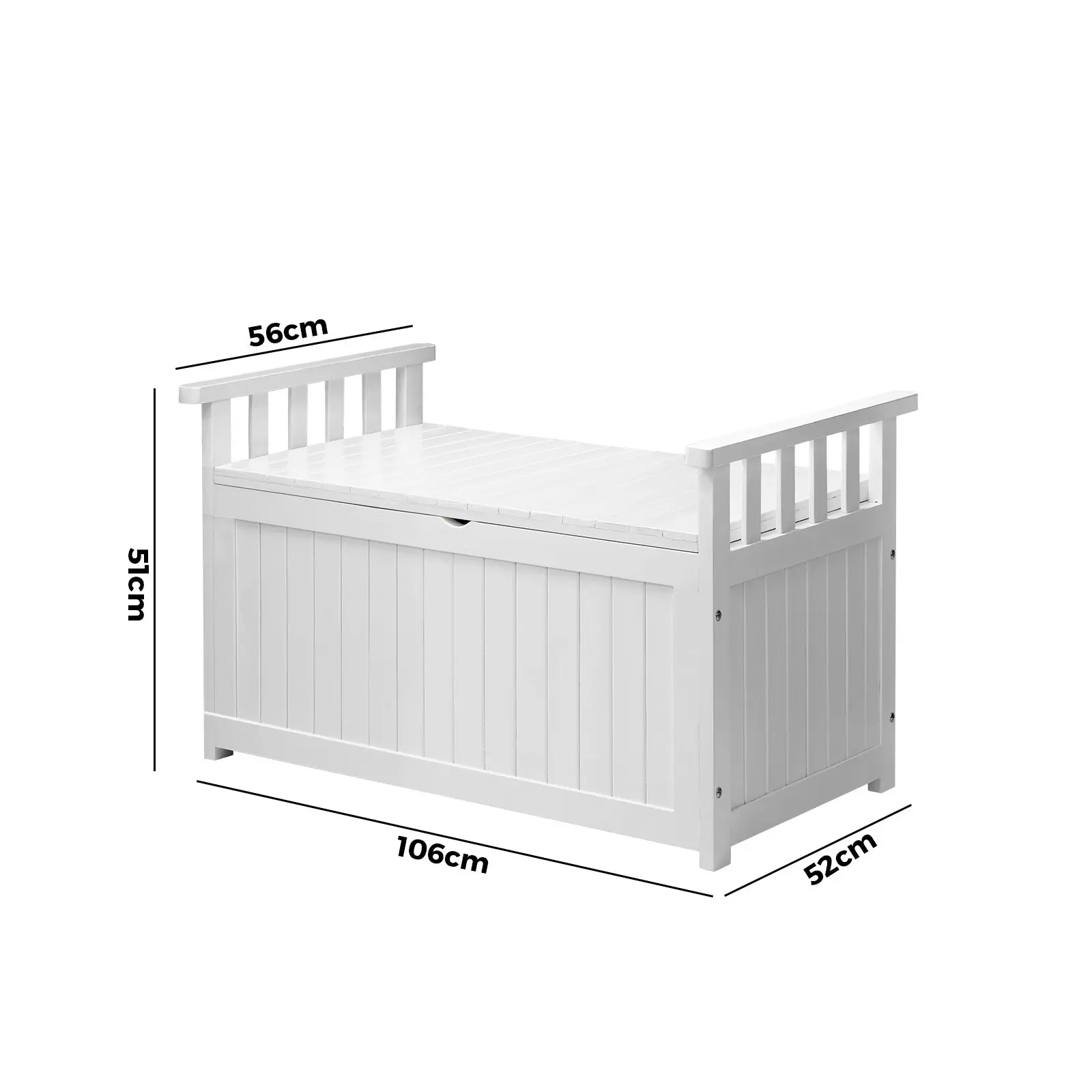 Livsip Outdoor Storage Box Wooden Garden Bench Chest Tool Container L White