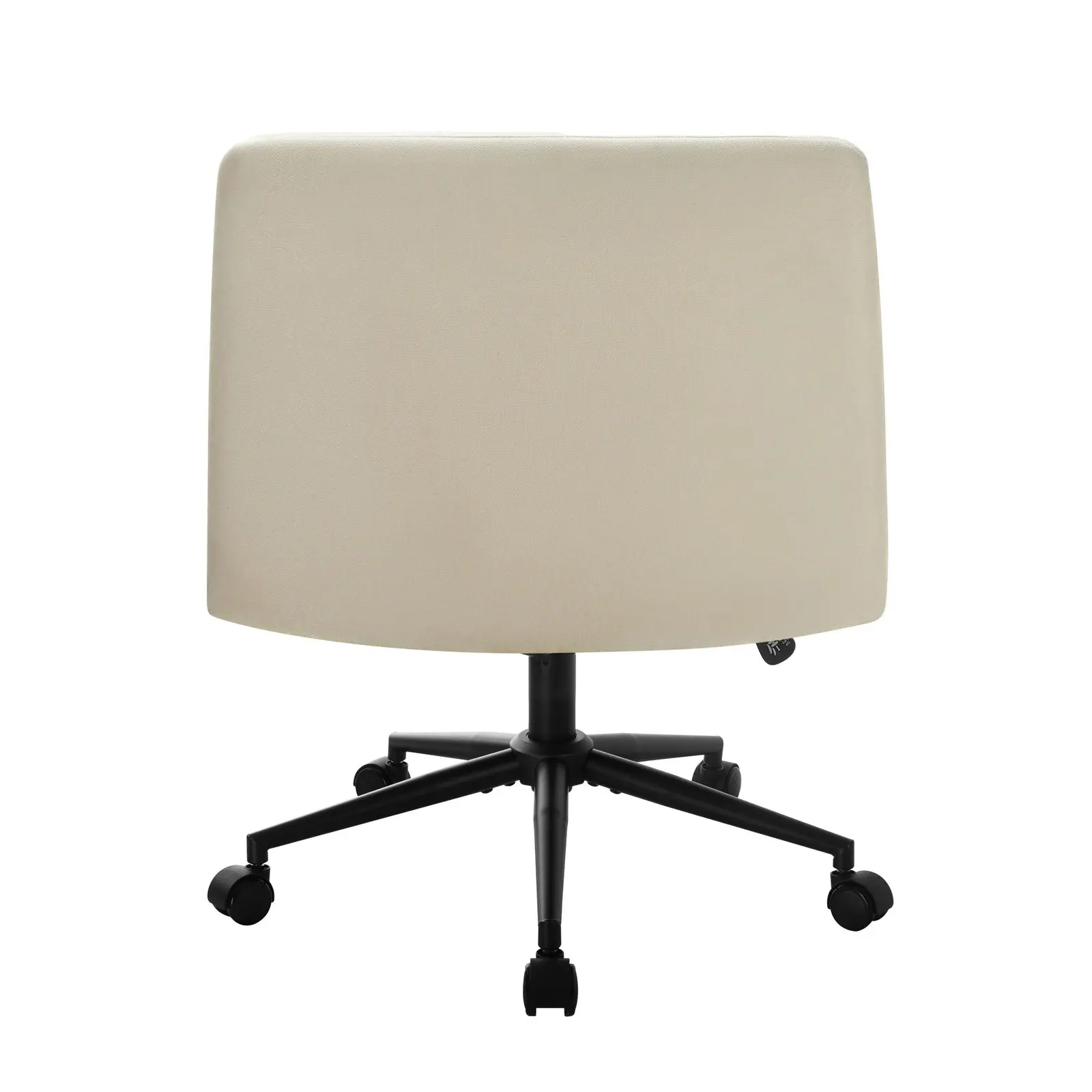 Oikiture Mid Back Armless Office Desk Chair Wide Seat Linen Beige with Wheels