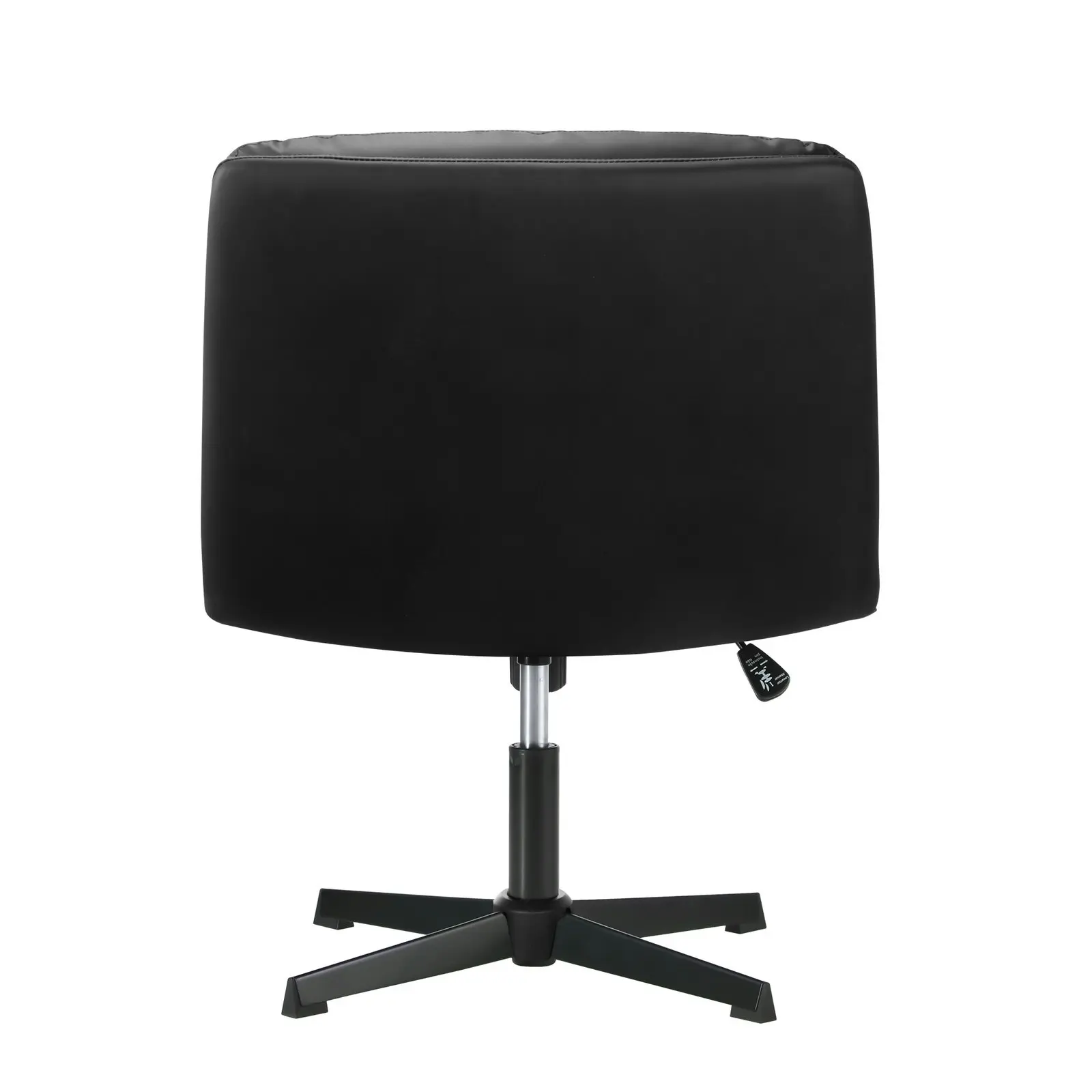 Oikiture Mid Back Armless Office Desk Chair Wide Seat No Wheels Leather Black