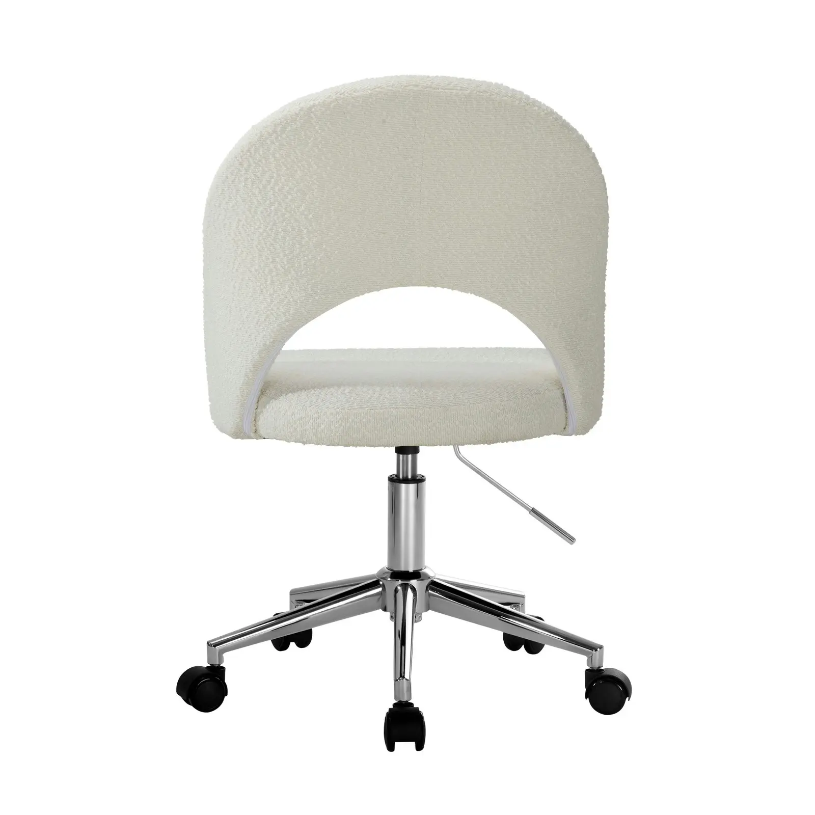 Oikiture High Back Hollow Armless Home Office Chair Boucle White&Silver