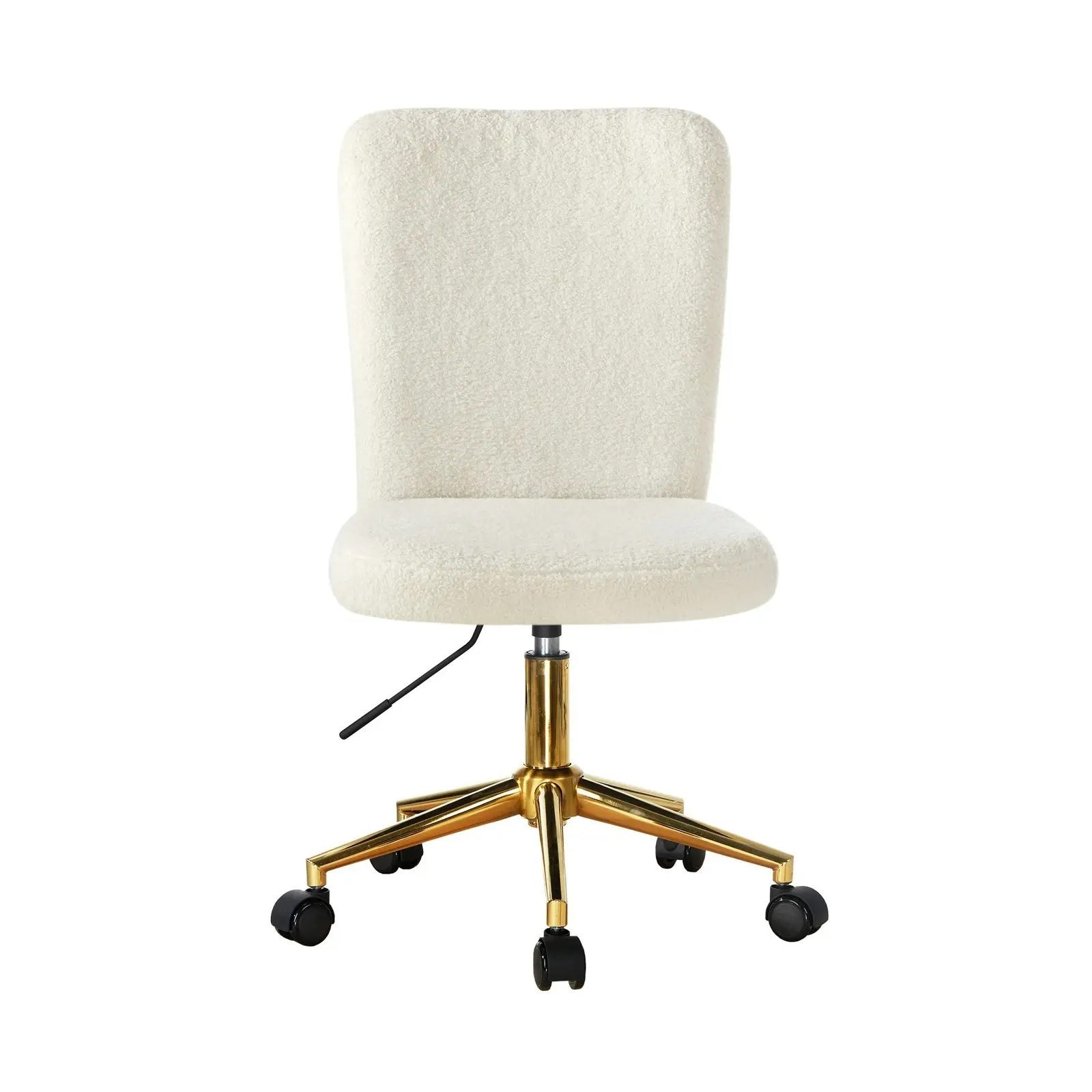 Oikiture High Back Armless Home Office Chair Boucle White&Gold