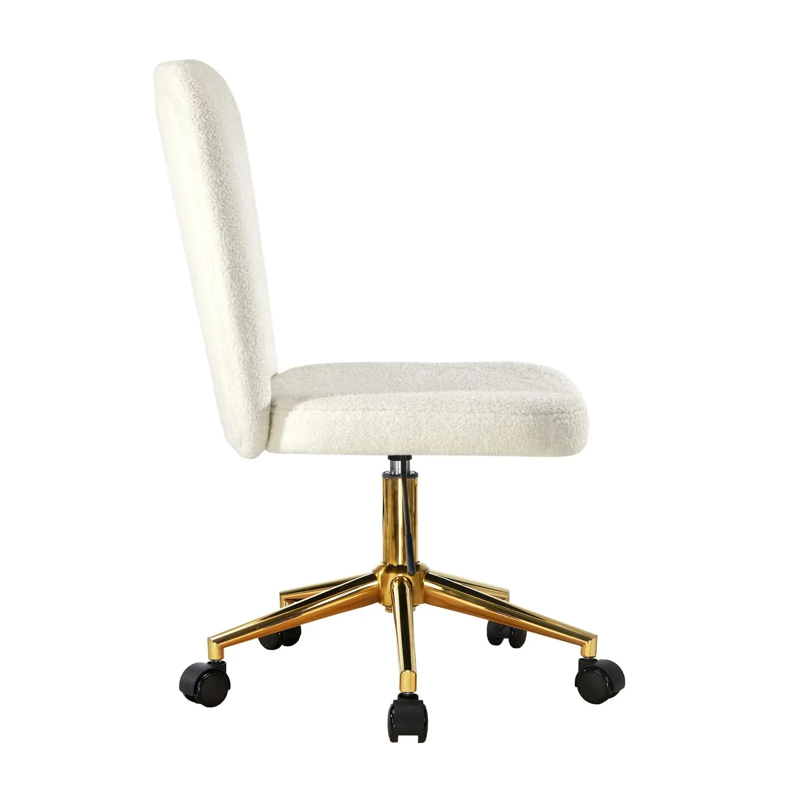 Oikiture High Back Armless Home Office Chair Boucle White&Gold