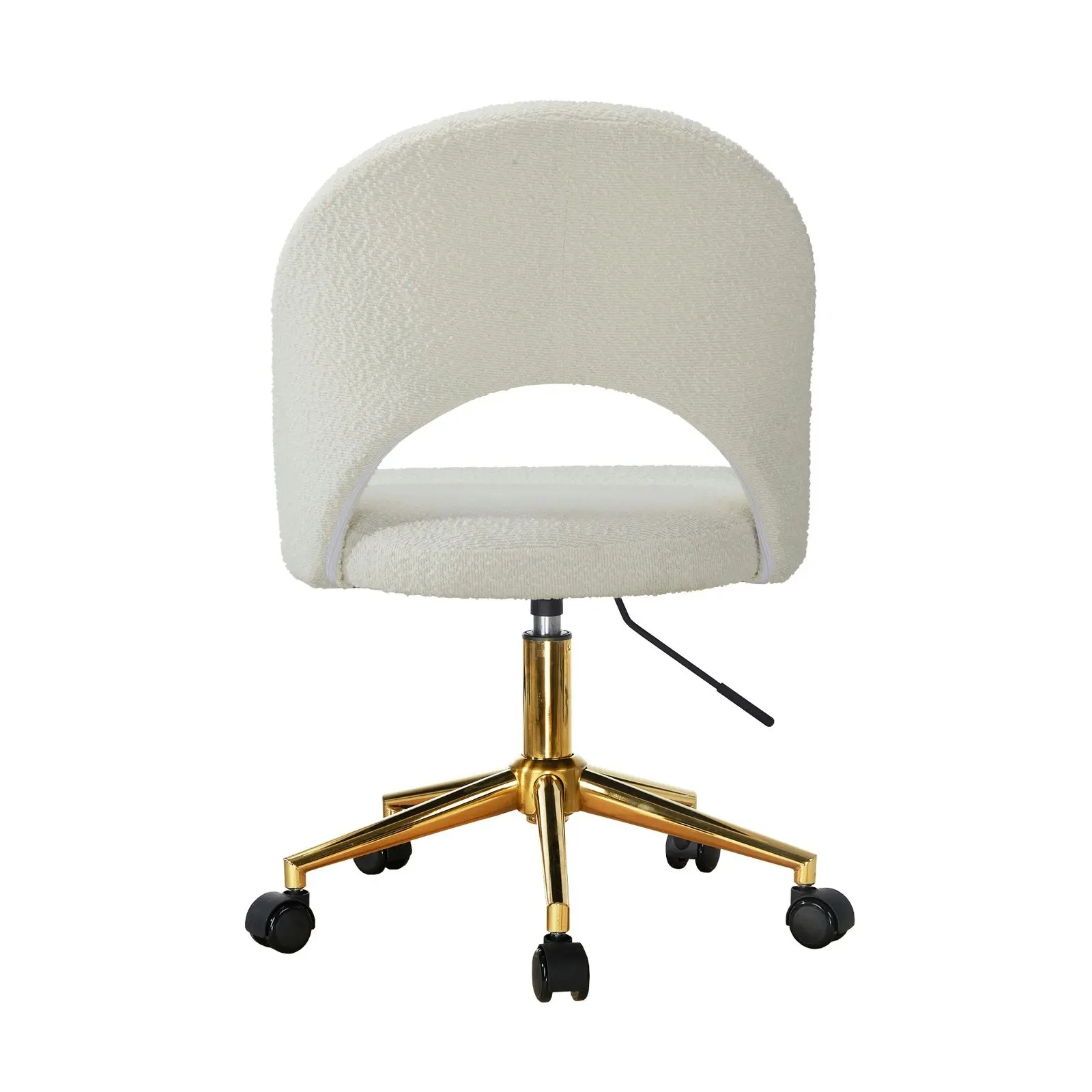 Oikiture High Back Hollow Armless Home Office Chair Boucle White&Gold