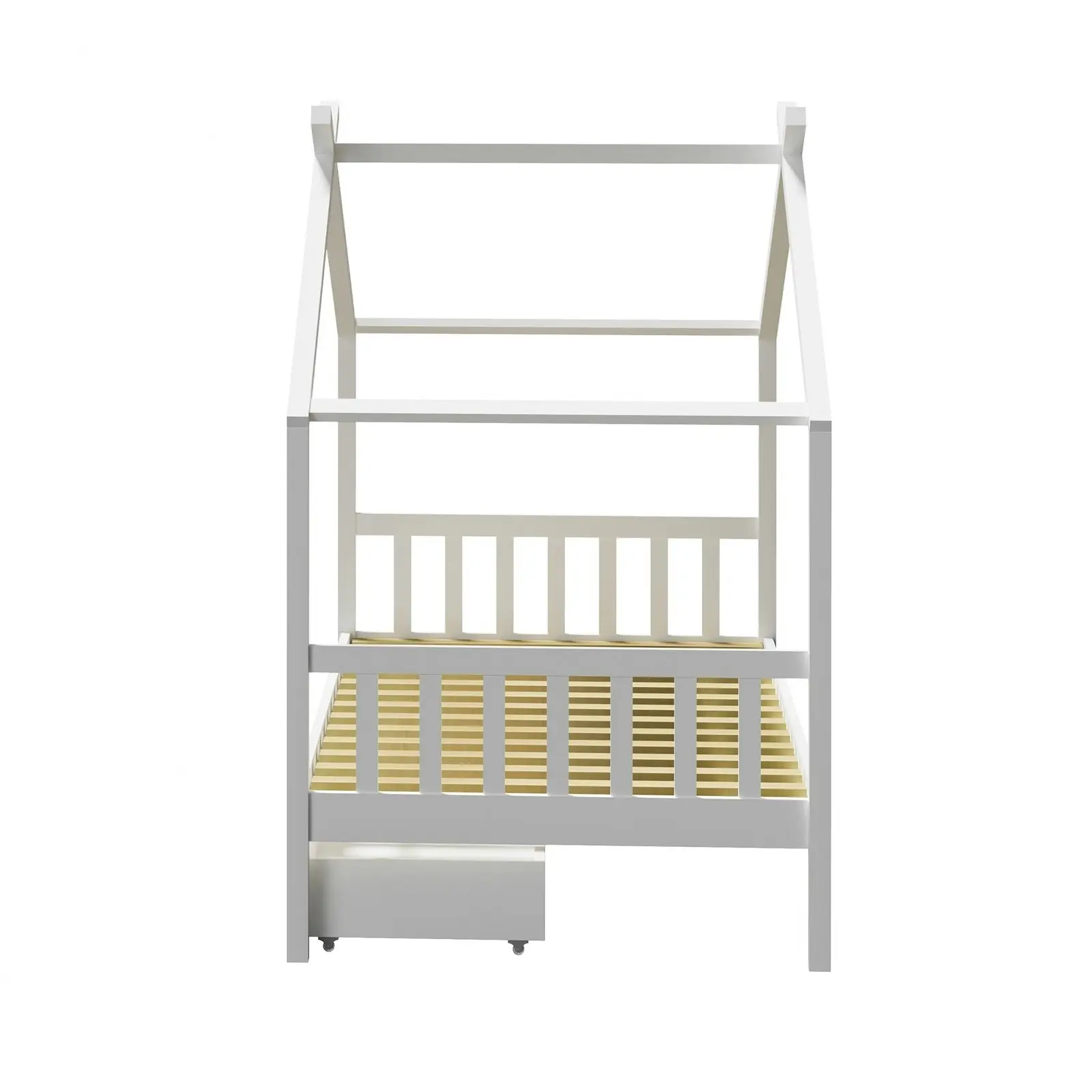 Oikiture Kids Bed Frame Single Size with Storage Drawers White