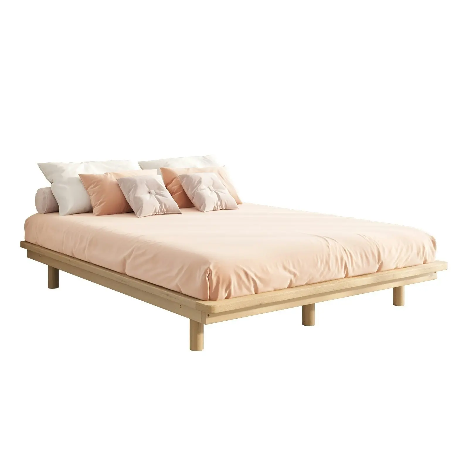 Oikiture Bed Frame King Size Wooden Bed Base Floating